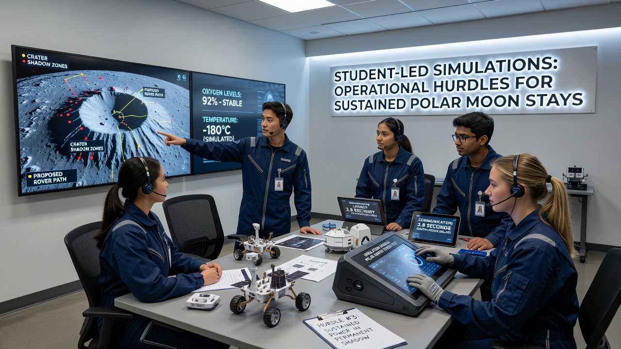 Interior view of a student-built lunar habitat module during a multi-day simulation